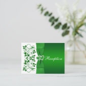 Green, White Floral, Hearts Wedding Reception Card (Standing Front)