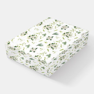 Green White Floral Pattern Decorative Paperweight