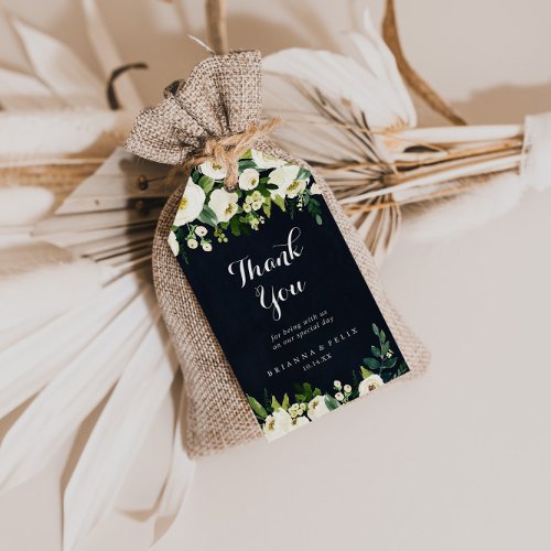 Green White Floral Royal Blue Wedding Thank You  Gift Tags