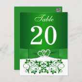 Green, White Floral Table Number Card (Front/Back)
