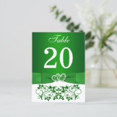 Green, White Floral Table Number Card (Standing Front)
