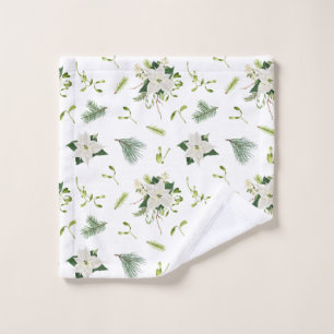 Green White Floral Wash Cloth Soft and Stylish