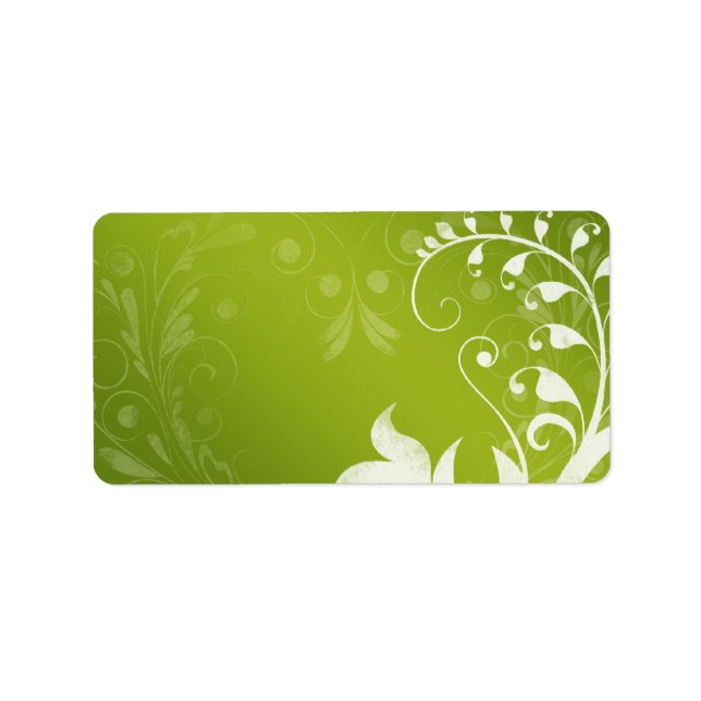 Green White Floral Wedding Blank Address Label (Front)
