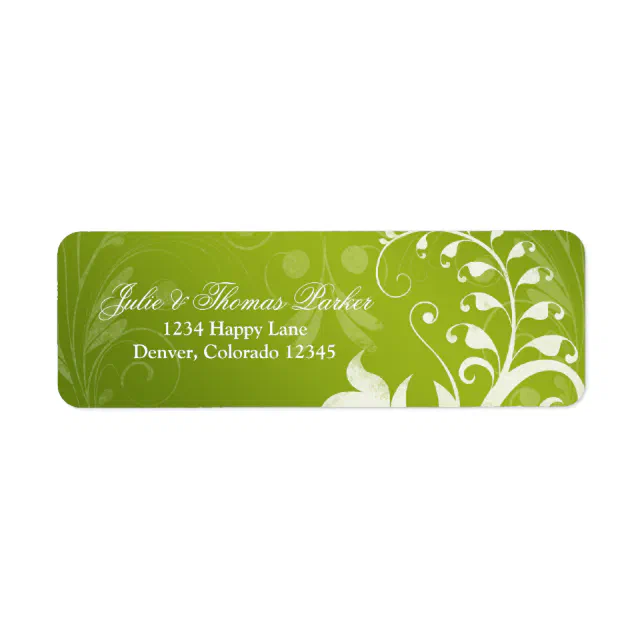 Green White Floral Wedding Return Address Label | Zazzle