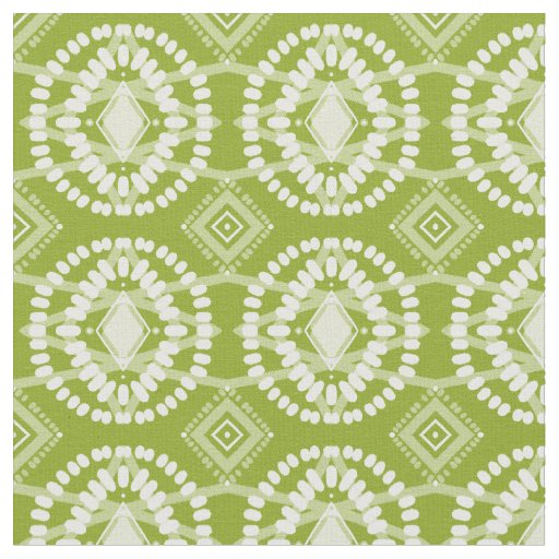 Green & White Flow Geometric Pattern Fabric