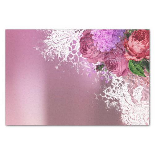 Green White Flower Pink Peony Gray Lilac Floral Tissue Paper