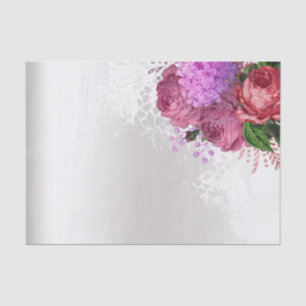 Green White Flower Pink Peony Gray Silver Floral Tissue Paper