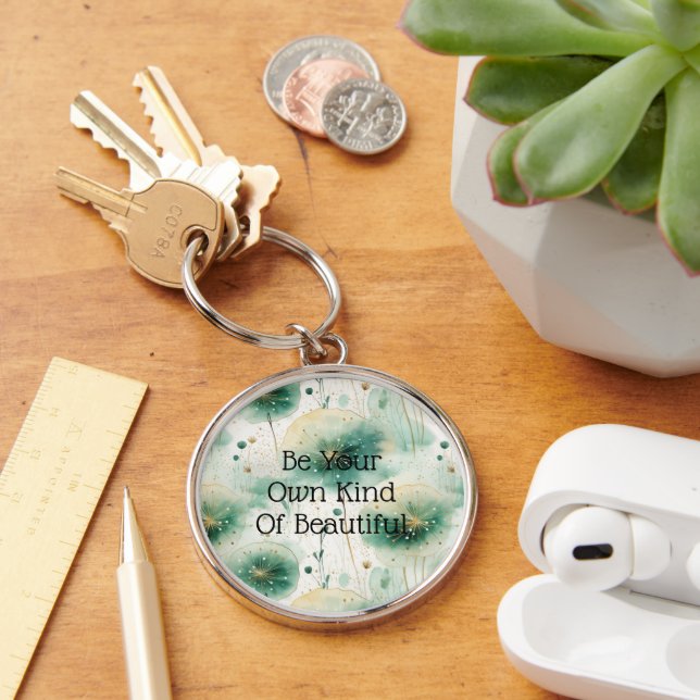 Green White Flowers Keychain (Desk)