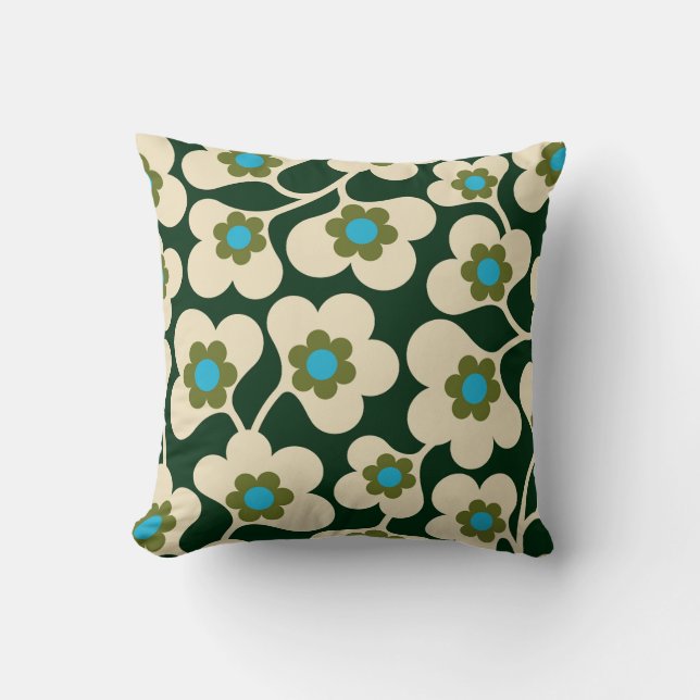 green white flowers orla kiely throw pillow (Front)