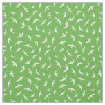 Green White Flying Swallows and Swifts Fabric