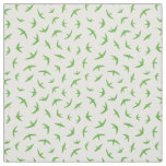 Green White Flying Swallows and Swifts Pattern Fabric