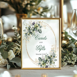 Green White Foliage Cards And Gifts Table Sign