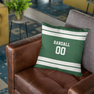 Green & White Football Team Personalized Throw Pillow