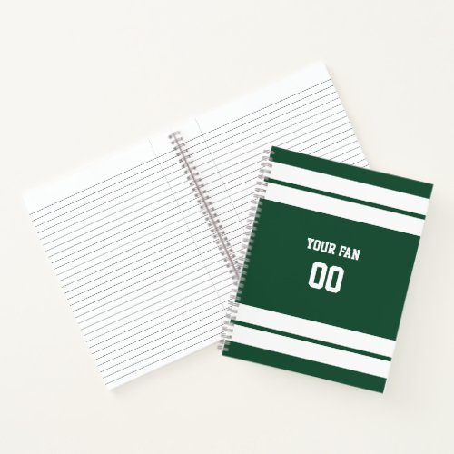 Green  White Football Team Spiral Notebook