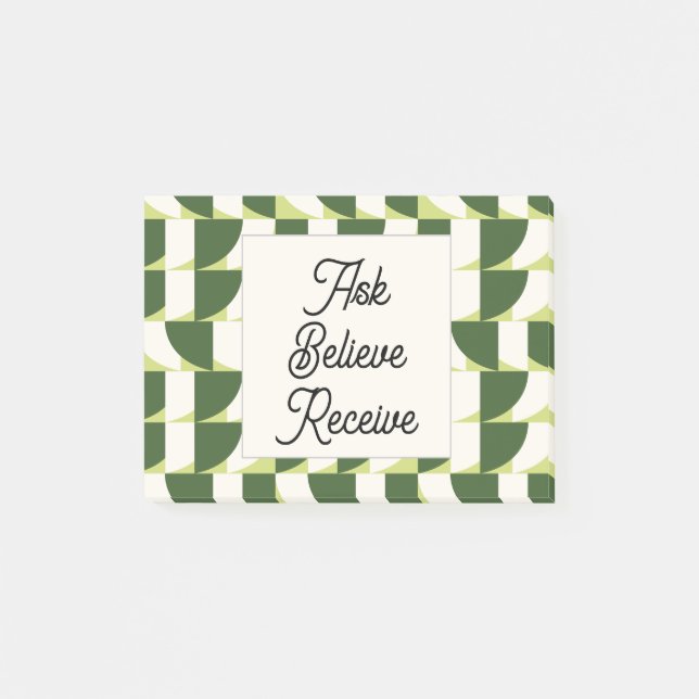 Green White Geometric Abstract  Post-it Notes (Front)