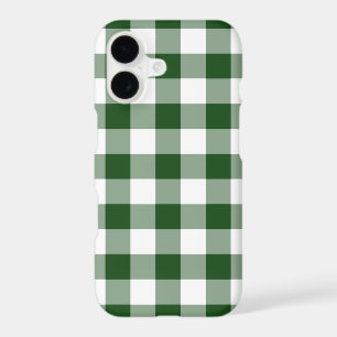 Green White Gingham Check Pattern iPhone 17 Case