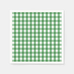 Green White Gingham Check Pattern Paper Napkins