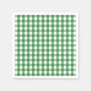 Green White Gingham Check Pattern Paper Napkins