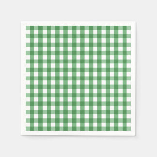 Green White Gingham Check Pattern Paper Napkins