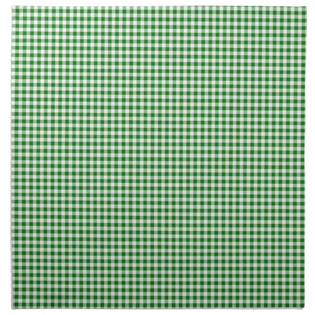 Green White Gingham Checkered Plaid Pattern Cloth Napkin (Front)