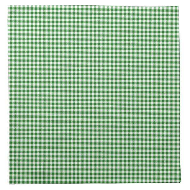 Green White Gingham Checkered Plaid Pattern Cloth Napkin (Front)