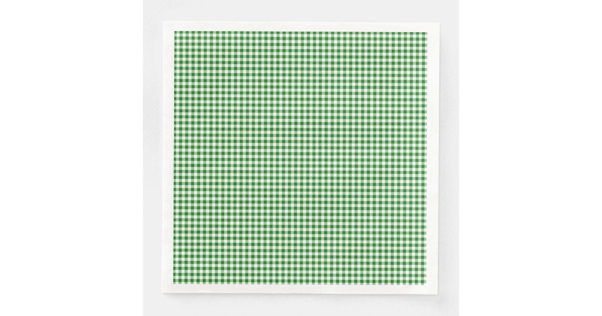 Green White Gingham Checkered Plaid Pattern Paper Dinner Napkins Zazzle