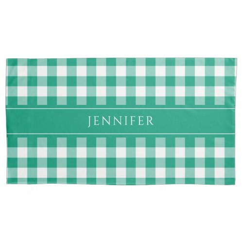 Green  White Gingham  Farmhouse Pattern Name Pill Pillow Case