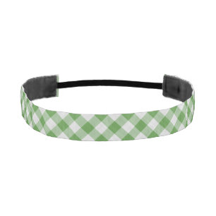 Green White Gingham Plaid Checkered Pattern Athletic Headband