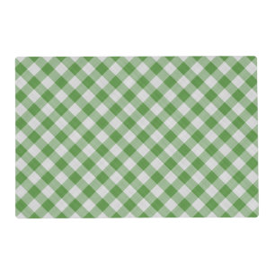 Green White Gingham Plaid Checkered Pattern Placemat