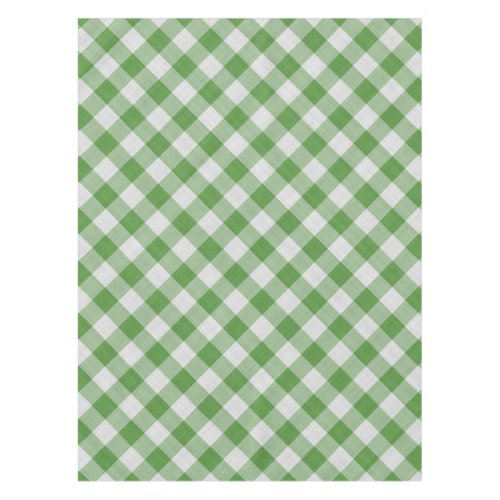 Green White Gingham Plaid Checkered Pattern Tablecloth