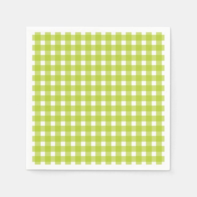 Green & White Gingham Plaid Checks Wedding Party Napkins (Front)