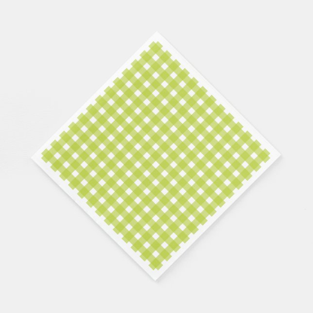 Green & White Gingham Plaid Checks Wedding Party Napkins (Corner)