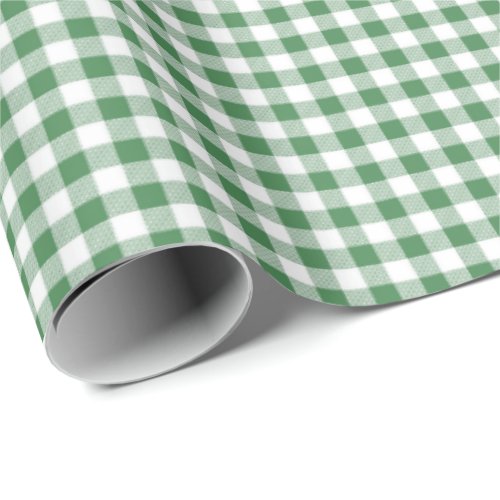 Green  White Gingham Wrapping Paper