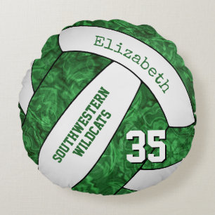 green white girls volleyball team keepsake round pillow