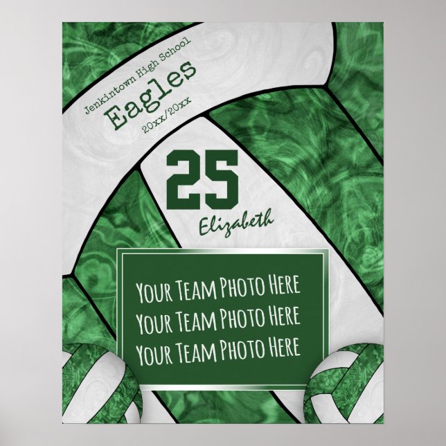 green white girls' volleyball team photo poster (Front)