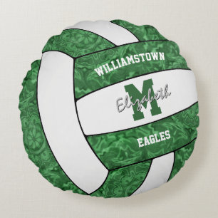 green white girly sports volleyball team colors round pillow