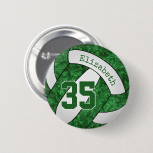 green white girly volleyball team colors button