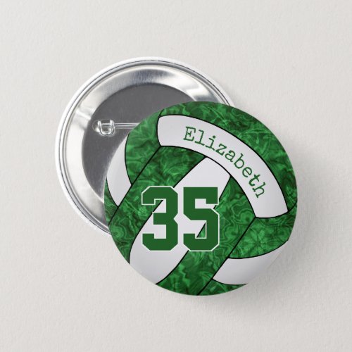 green white girly volleyball team colors  button