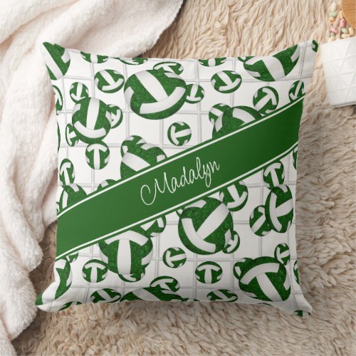 green white girly volleyballs pattern w net accent throw pillow