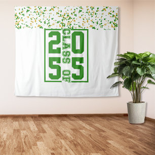 Green White Gold Graduation Class of Typography Tapestry