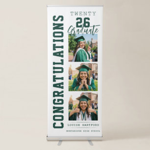Green White Gold Graduation Photo Welcome  Retractable Banner