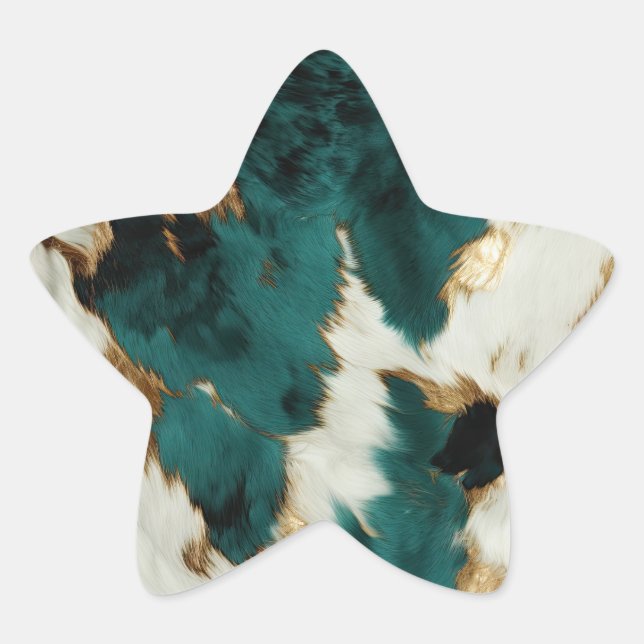 Green White Gold Leopard Star Sticker (Front)
