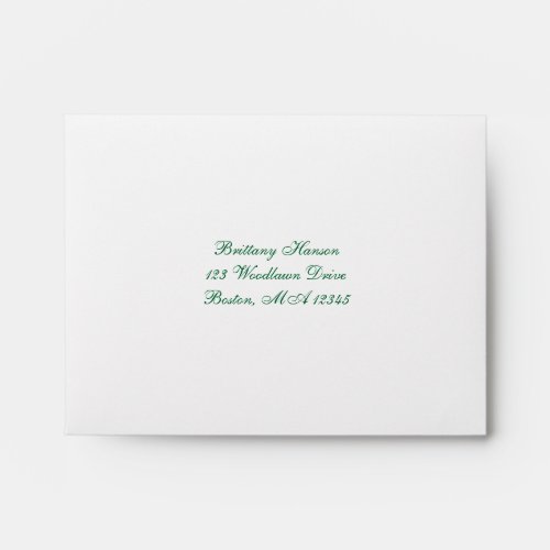 Green White Gold Scroll A2 Envelope for RSVP Card
