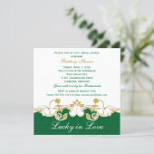 Green White Gold Scrolls, Shamrocks Bridal Shower Invitation (Standing Front)