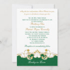 Green White Gold Scrolls, Shamrocks Wedding Invite
