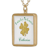 Green White Gold Shamrocks Necklace (Front Right)