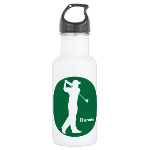 Green White Golfer Golf Personalized Water Bottle