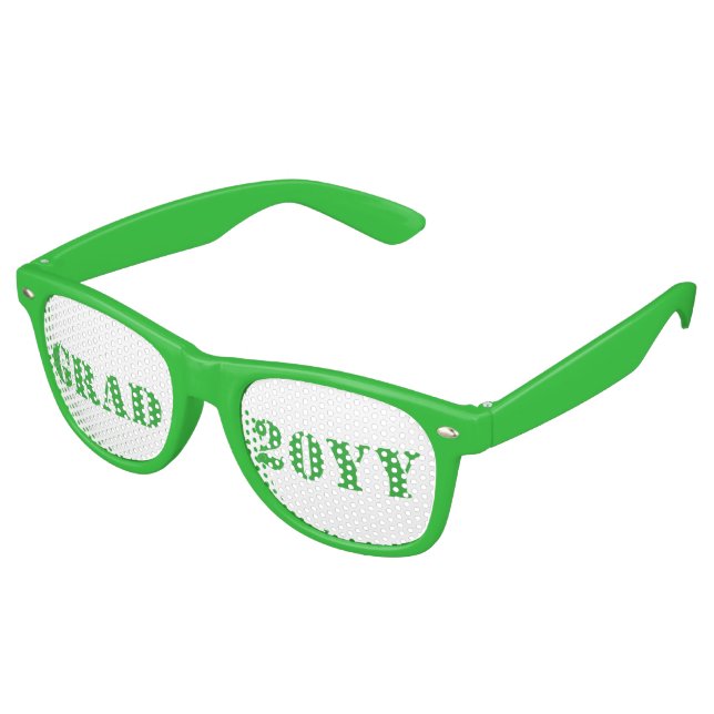 Green & White Grad 2016 Text Design Retro Sunglasses (Angled)
