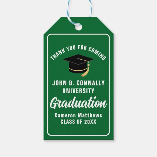 Green White Graduate Custom 2024 Graduation Party Gift Tags