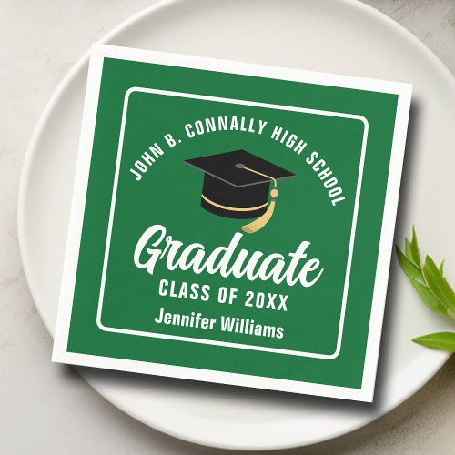 Green White Graduate Custom 2024 Graduation Party Napkins